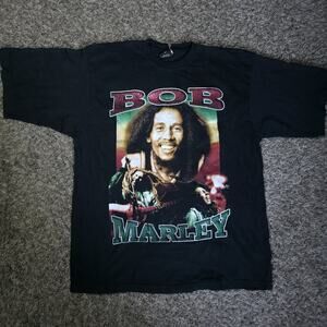 DRY ROT Bob Marley Rap Tee 2XL Bootleg T-Shirt Smile Jamaica Y2K Vtg DRY ROT